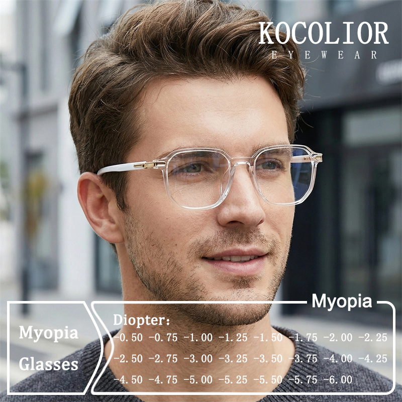 Lunettes de vue photochromiques anti-lumière bleue pour hommes, monture surdimensionnée ultra-légère, nouvelle collection, pour myopie et astigmatisme
