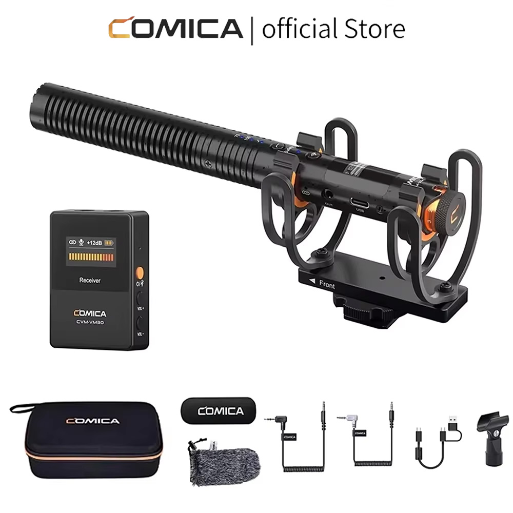 Microphone sans fil COMICA VM30 2.4G super cardioïde à condensateur avec contrôle de gain pour appareil photo, smartphone, ordinateur