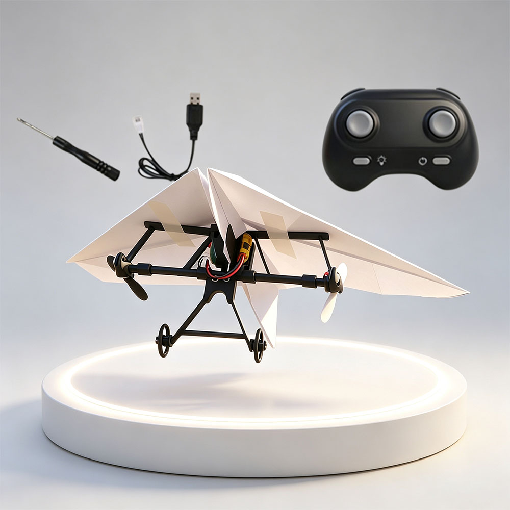 Kit d'avion en papier RC à construire soi-même, jouet avion avec stabilisateur gyroscopique, avion télécommandé électrique pour garçons et filles, pour jardin, parc, plage