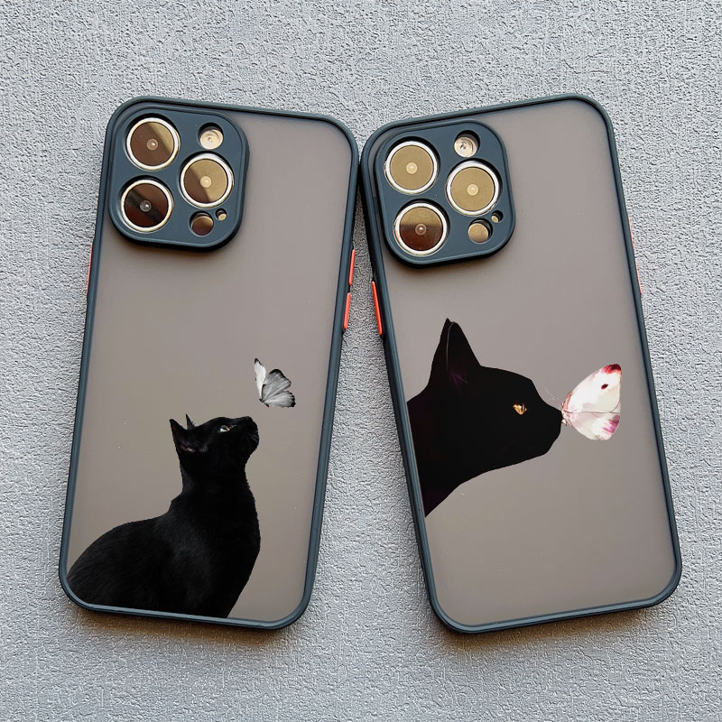Etui na telefon z uroczym kotem w stylu kreskówkowym do iPhone 17 11, etui na iPhone 16 13 15 Pro Max Plus 12 14 Pro Max XS XR X, odporne na wstrząsy.