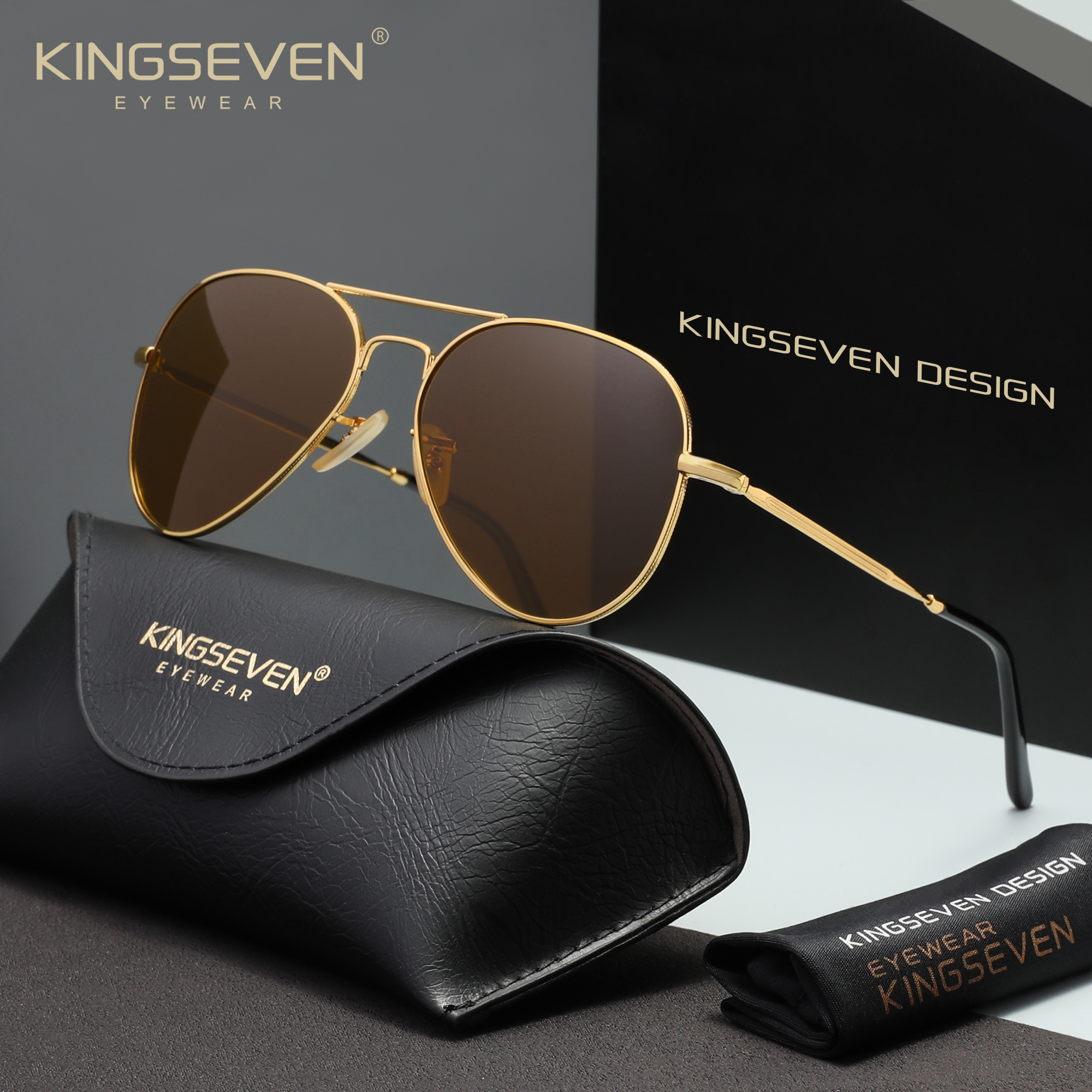 KINGSEVEN Pilot мужские солнцезащитные очки поляризованные очки в большой оправе UV400 женские ретро роскошные очки для вождения повседневные модные уличные очки