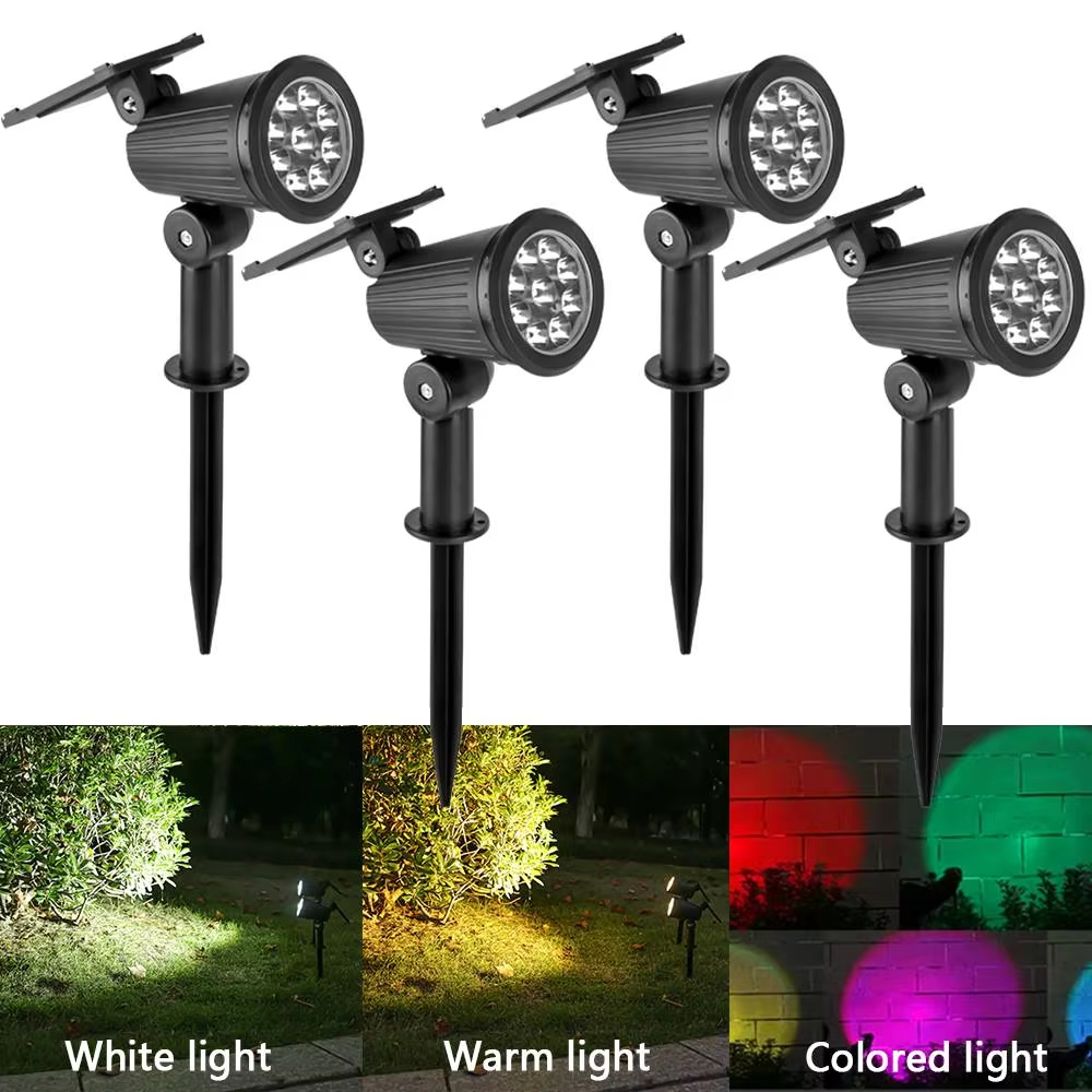 9 LED Spot Solaire Extérieur IP65 Projecteurs Étanches Solaire Jardin Lumières Paysage Éclairage Décoration Pathway Pelouse Lampe