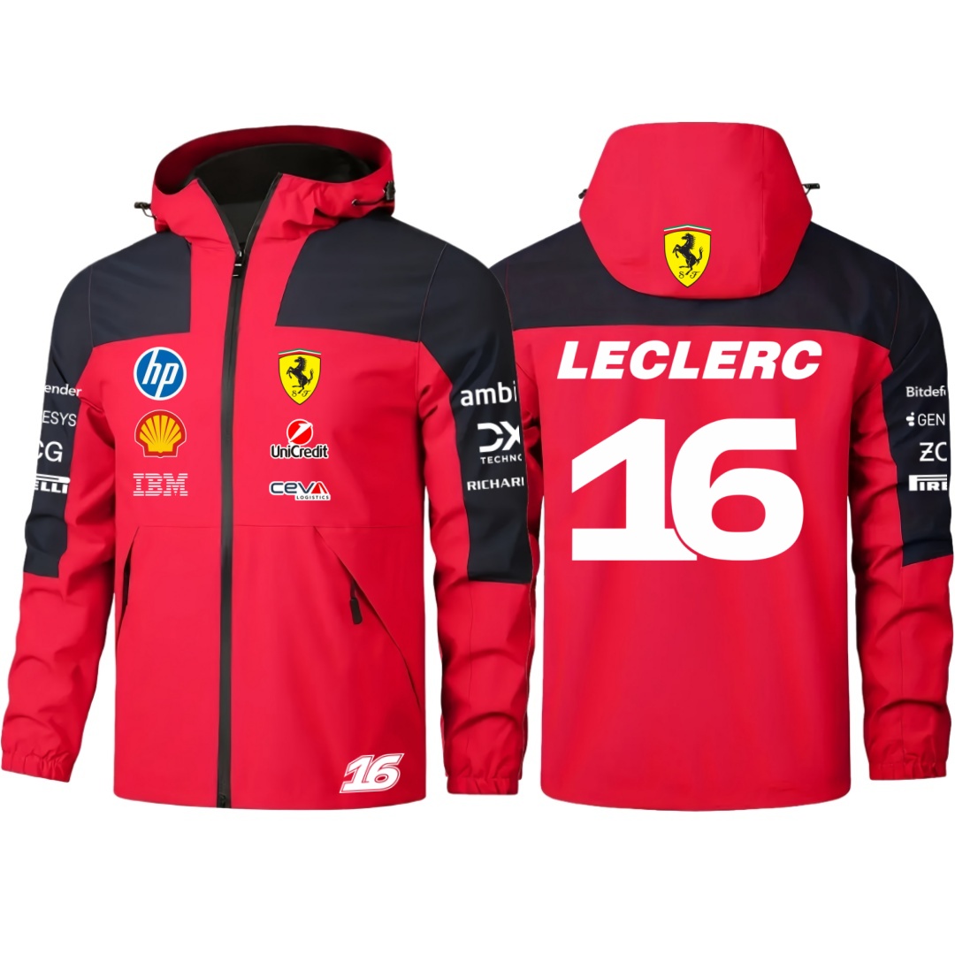2026 Ferrari F1-rijder nr. 16 Leclerc nr. 44 Hamilton dezelfde jas met nummer, dunne jas voor lente- en herfstseizoenen, winddicht