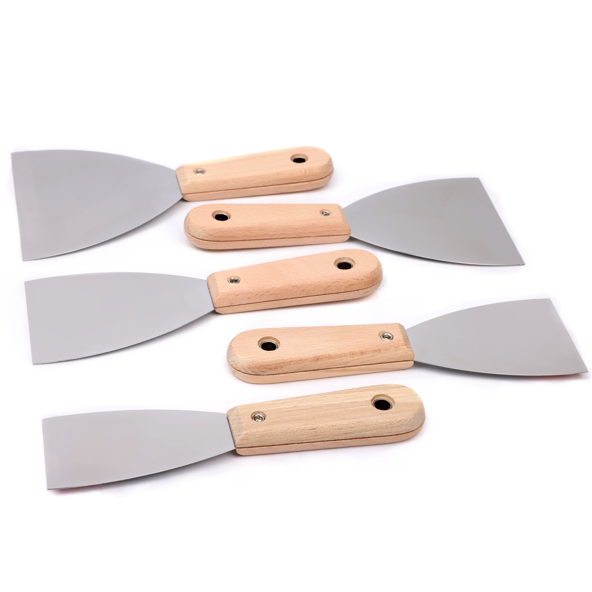 Cuchillo de masilla de acero inoxidable con mango de madera, herramienta profesional de reparación de pared DIY de 1-6 pulgadas para mejorar el hogar, construcción y carpintería