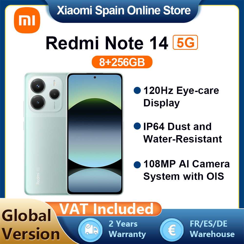 Xiaomi Redmi Note 14 5G NFC,MediaTek Dimensity 7025-Ultra,cámara de 108MP, batería de 5110mAh,Cargador no Incluido