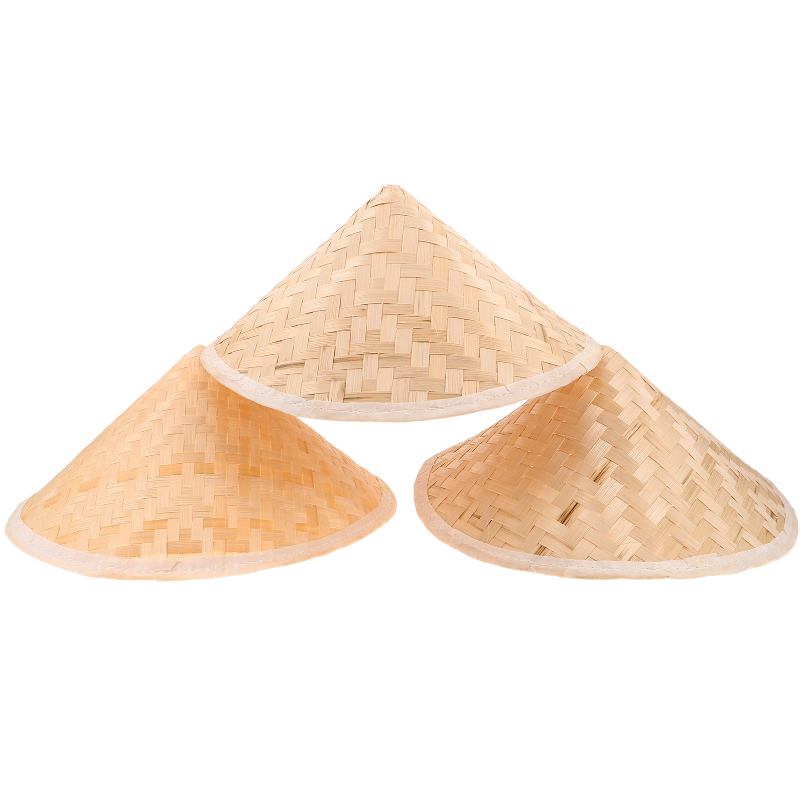 3Pcs Children Conical Bamboo Hats Handmade Lightweight Breathable Sun Hat DIY Painting Oriental Cosplay Caps Traditional Chinese