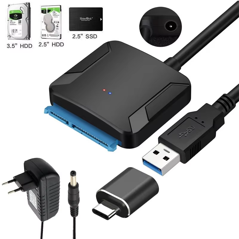 USB 3.0 zu SATA Adapterkabel für 3,5/2,5 Zoll SSD HDD SATA III Festplatte, unterstützt UASP, kompatibel mit USB 1.1/2.0/3.0