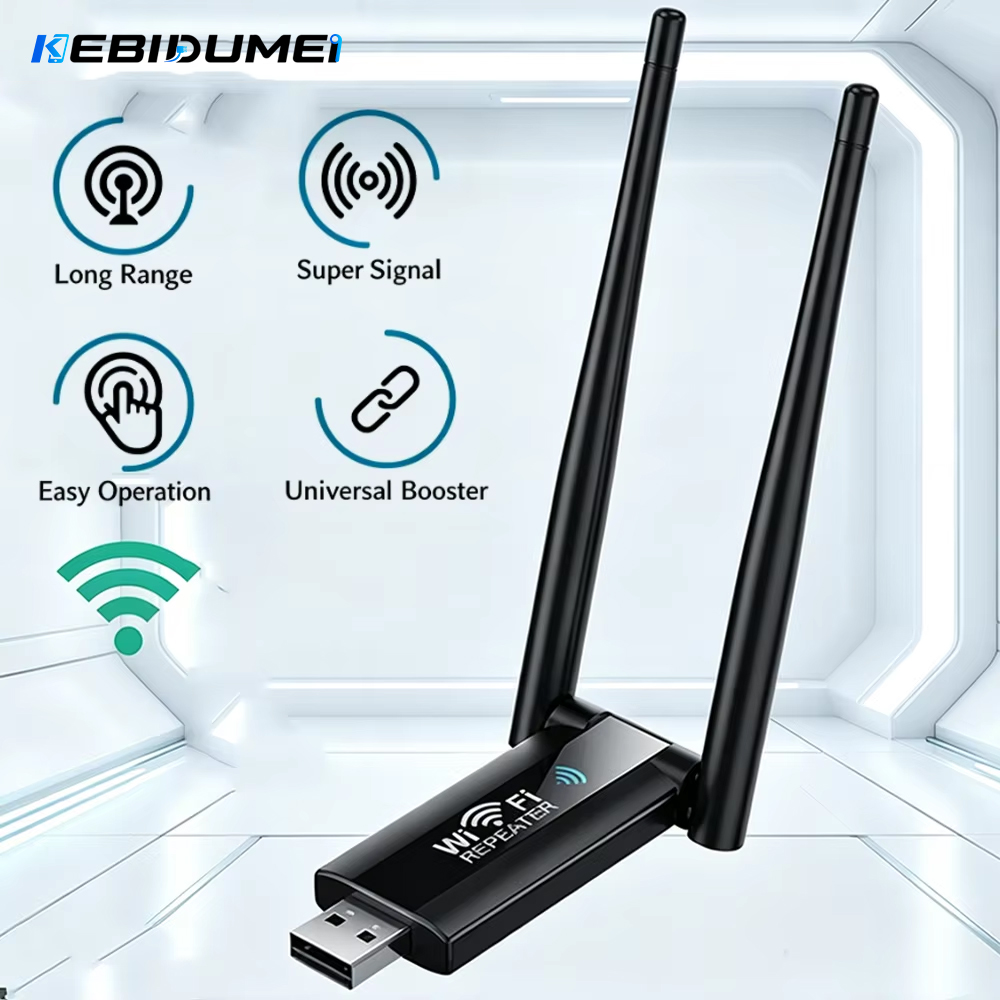 KEBIDUMEI ไร้สาย 2.4G 300Mbps USB WiFi Repeater Extender เครื่องขยายสัญญาณบูสเตอร์ระยะไกลเราเตอร์เครือข่ายภายในบ้านขยาย