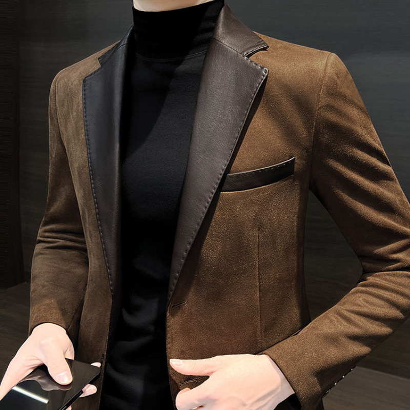Chaqueta de empalme de un solo pecho para hombre, abrigos Vintage de diseñador de lujo, ropa de primavera de alta calidad, trajes y Blazers para hombre