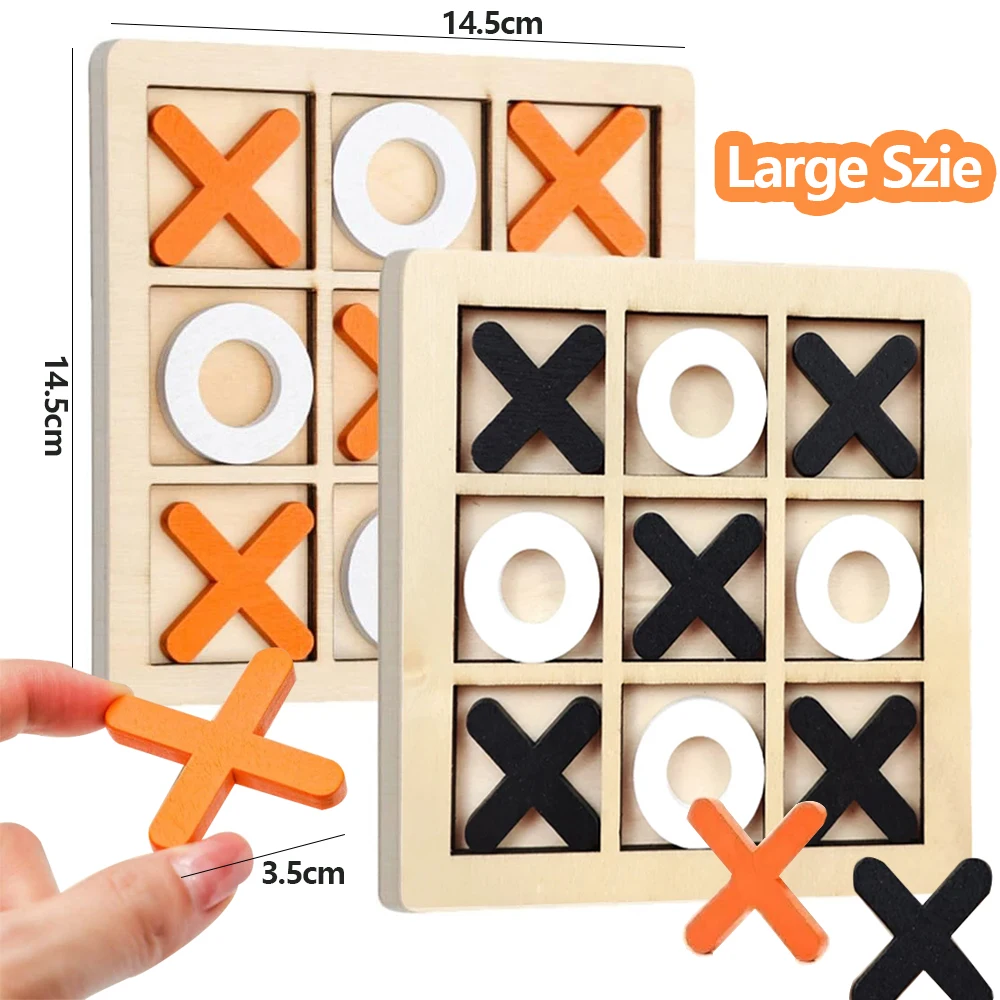 ไม้ XO Tic Tac Toe เกมมินิหมากรุก Interaction ปริศนาการฝึกอบรม Montessori ของเล่นเพื่อการศึกษาของขวัญเด็กสาว