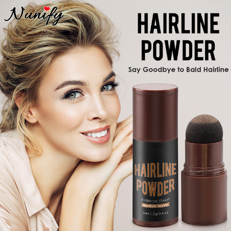 Barra de polvo para línea de cabello, sello para cejas, 1 Uds., polvo de retoque para el cabello, esponja para sombreado de cabello resistente al agua, polvo para cubrir la raíz del cabello gris