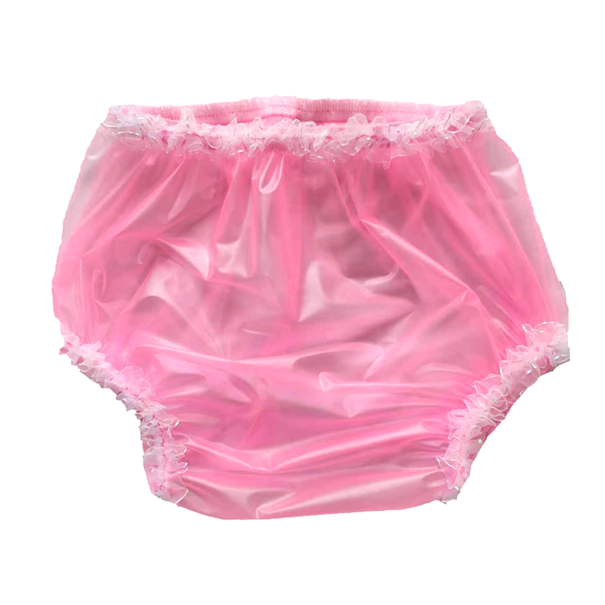 LangKee-Haian PVC Lace Calcinhas para Adulto e Bebê, Calças Plásticas, Cor Rosa