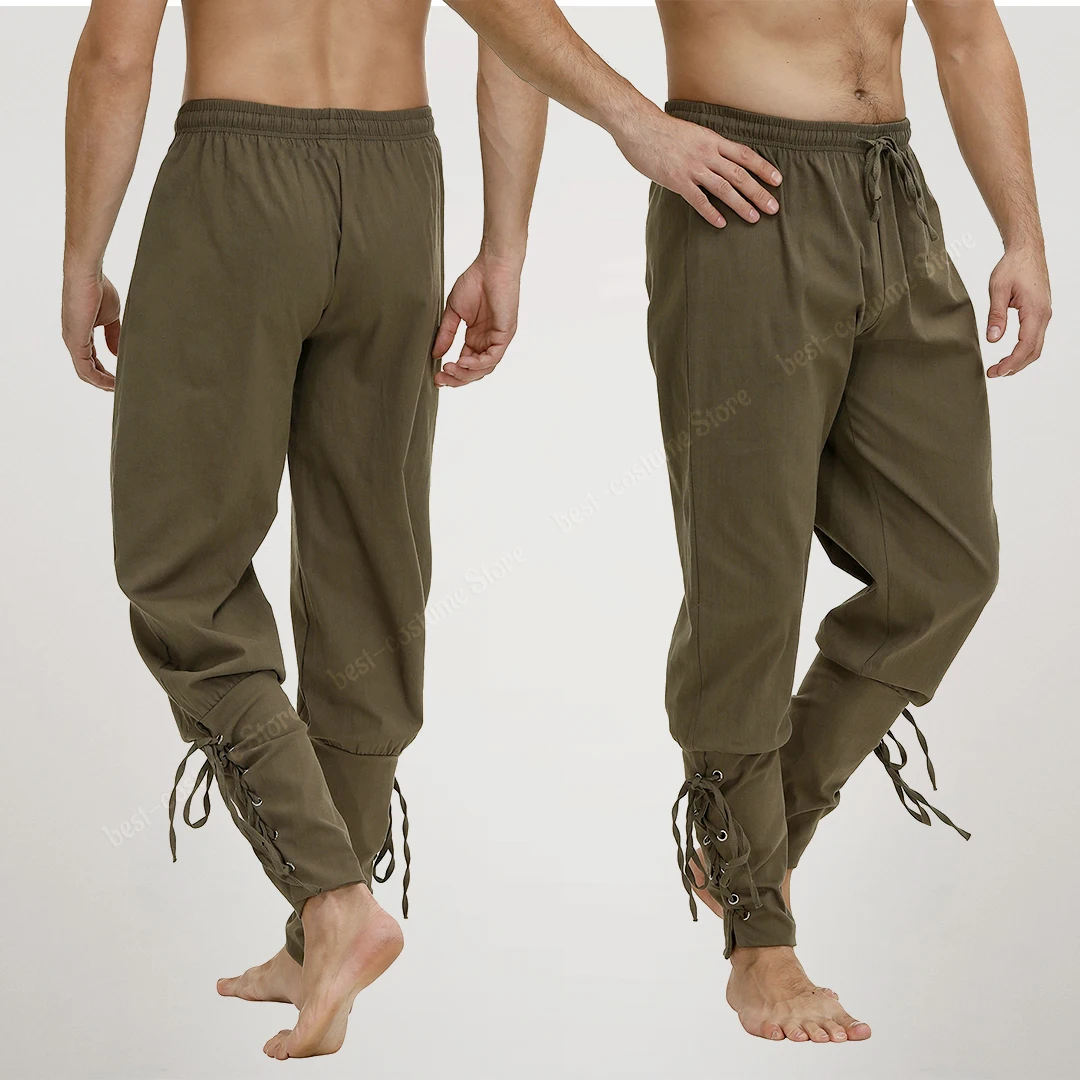 Pantalón pirata para hombre, disfraz, pantalones medievales renacentistas, pantalones cortos con cordón, disfraz de Halloween, Cosplay para adultos