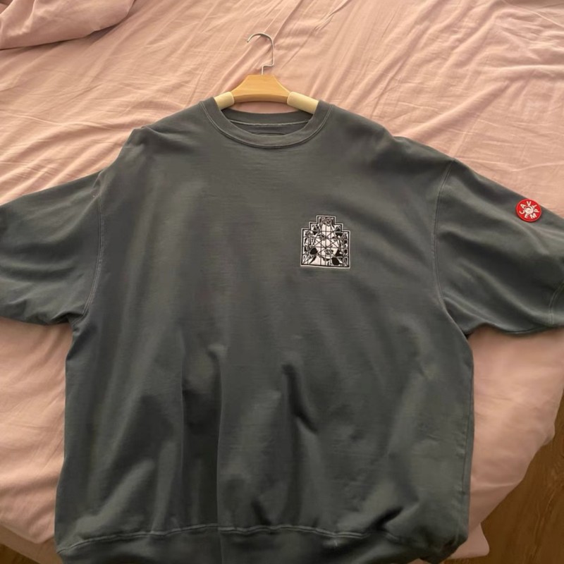 Zomer CAV EMPT T-shirt Borduren Geometrisch raster Portretprint Katoen Korte mouw Heren Dames Cleanfit Streetwear Losse CE-tops