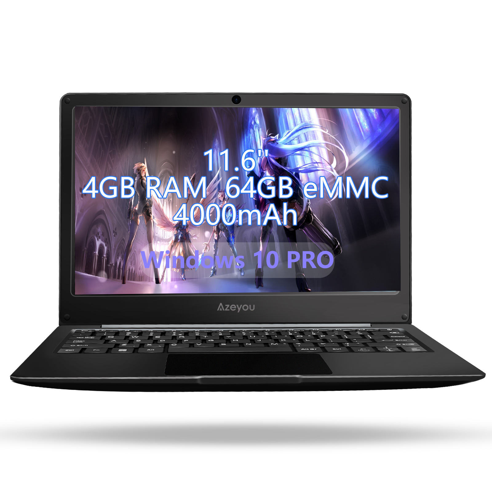 Portátil de 11.6 Pulgadas con CPU N4000, 64 GB DDR4 + 64 GB eMMC, Admite Expansión SSD de hasta 512 GB, Compatible con Bluetooth, Wifi, Tarjeta de Memoria TF, HDMI