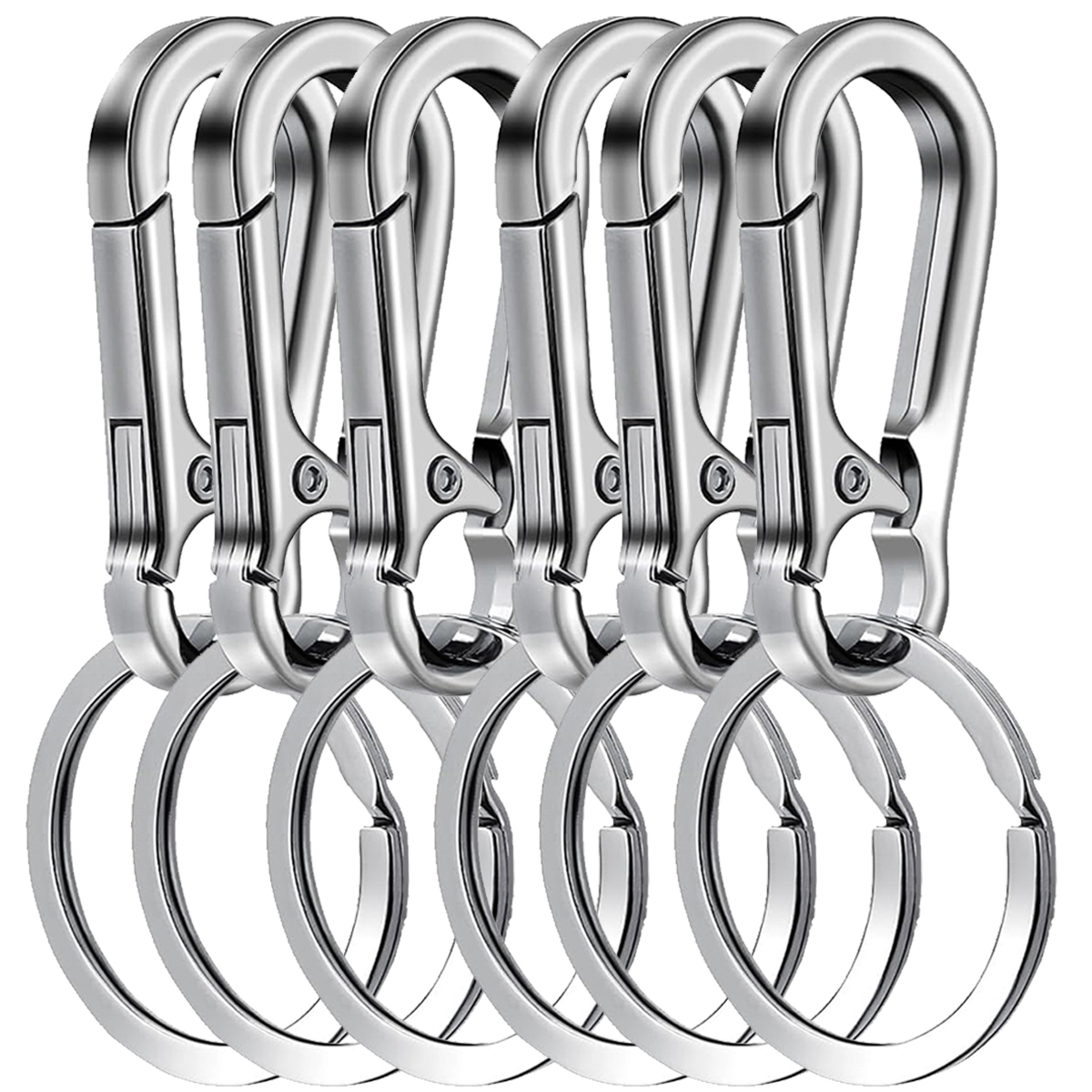 6 ชิ้น Carabiner คลิปพวงกุญแจโลหะ Carabiner รูปร่างพวงกุญแจพวงกุญแจผู้ถือคลิป Hook ผู้ถือสําหรับกุญแจรถ Finder