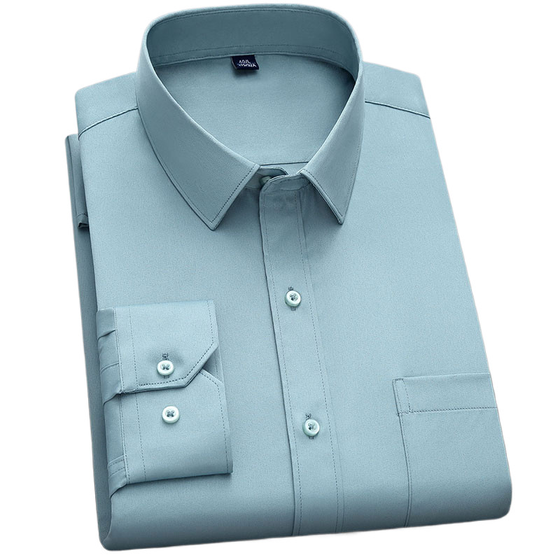 BAMBOOPLE nouvelle mode chemise sans fer Anti-rides classique solide affaires décontracté doux porter chemises à manches longues pour hommes AEchoice