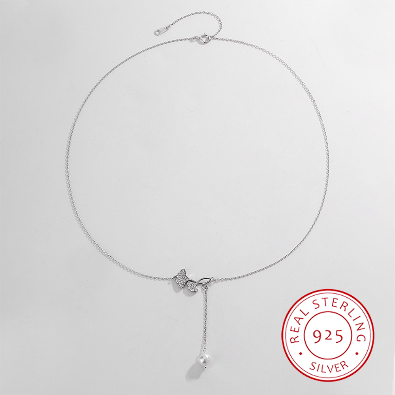 Collana di perle con ciondolo foglia di Ginkgo S925 genuino alla moda e classico catena clavicola elegante e Versatile