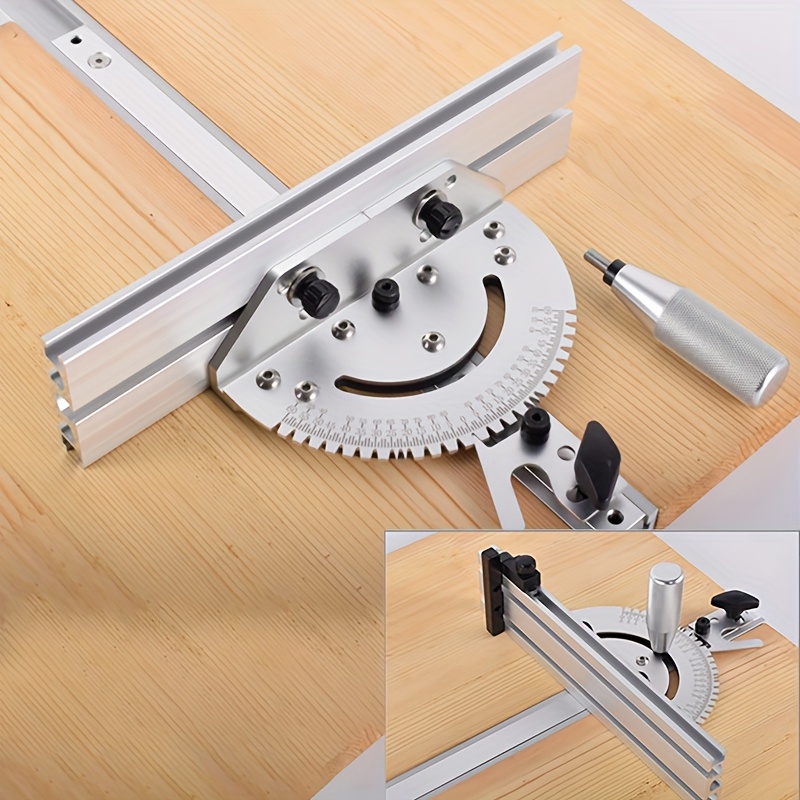 Kit de medidor de inglete de precisión, topes de ángulo de 27 posiciones, con valla y tapón de límite, para sierras de mesa compatibles de 3/4 "x 3/8, escritorio DIY