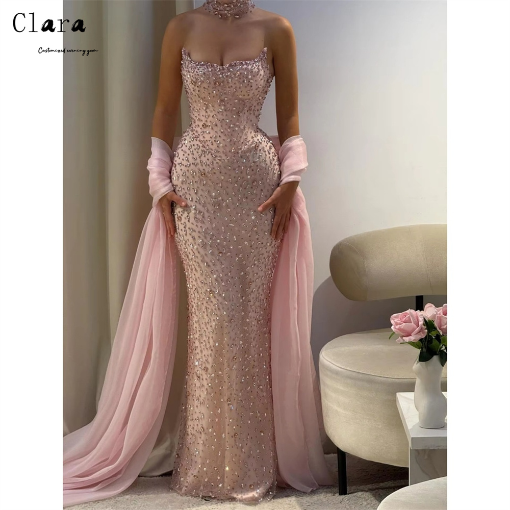 Clara personnalisé queue de poisson strass épaules dénudées brillant élégant longues robes de soirée Chic robe de soirée de mariage de luxe 2025 femmes