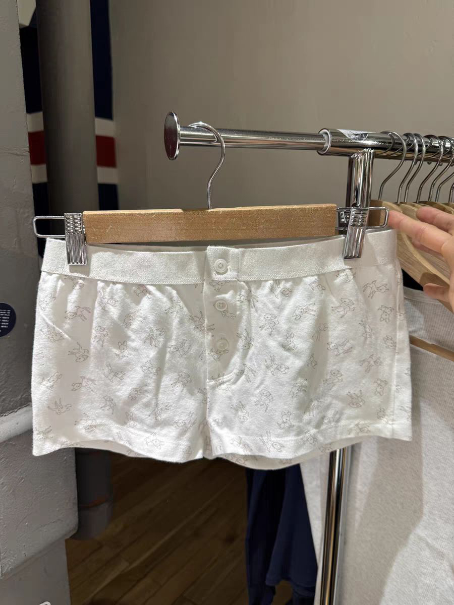 Bonito pequenos veados shorts mulher verão retalhos cintura botões casual boxer sweatshorts doce pijama calça curta casa roupa interior