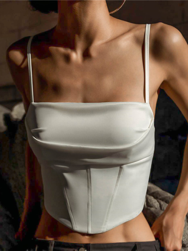 Spaghetti Strap Tank Top Sexy Backless Verband Dünne Crop Tops 2023 Sommer Elegante Spitze Up Party Streetwear Frauen Camis