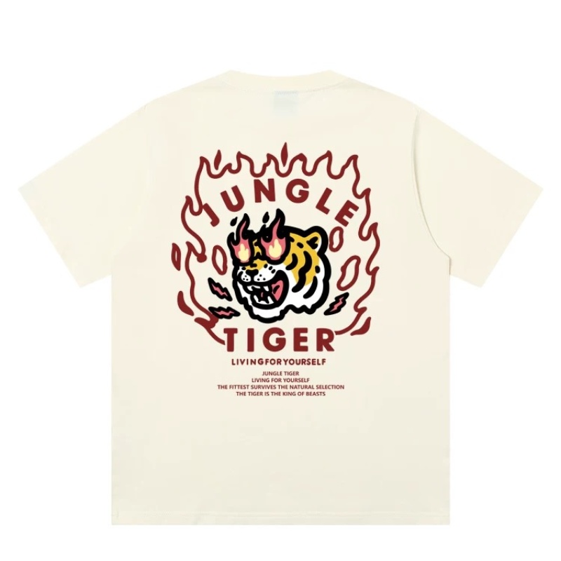 Trendy Cartoon Tiger Head  Fashionable Street Hip-hop Style Short Sleeved Tees Men's Clothing Women's 2026 Summer New T-Shirt