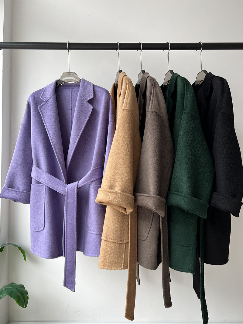 RosEvans-Manteau en cachemire mi-long pour femme, vestes en laine, ondulations de l'eau, camel, automne, hiver, nouveau, 20%