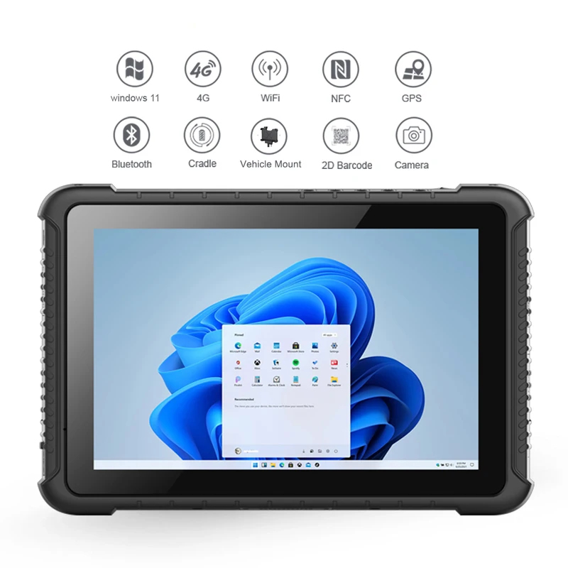 Windows 11 8G+128G 防水耐衝撃 2Dスキャナー NFC GSM/4G搭載 10インチ産業用タブレットパネルPC