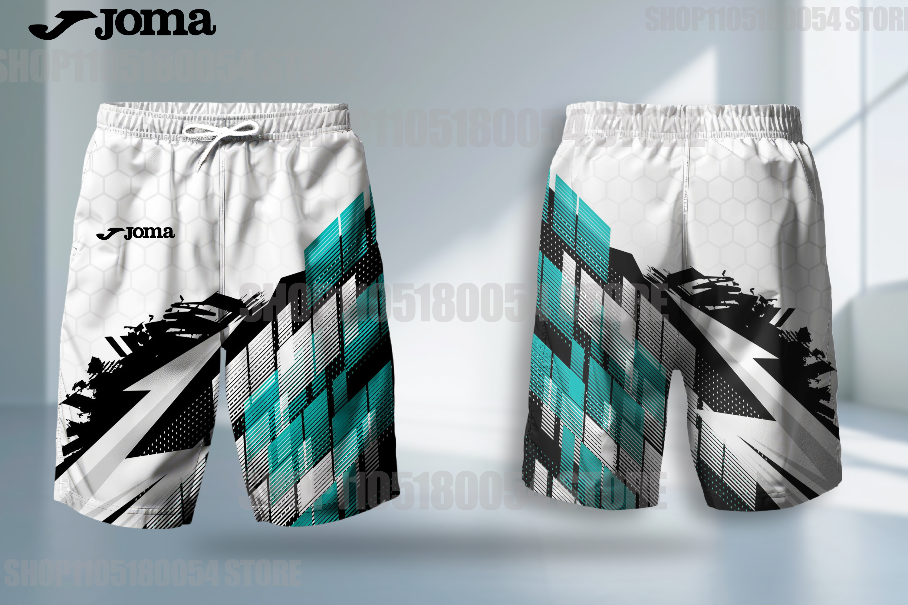 2025 Nouveau short de course respirant pour hommes et femmes JOMA imprimé en 3D avec cordons et poches en fibre de polyester sport