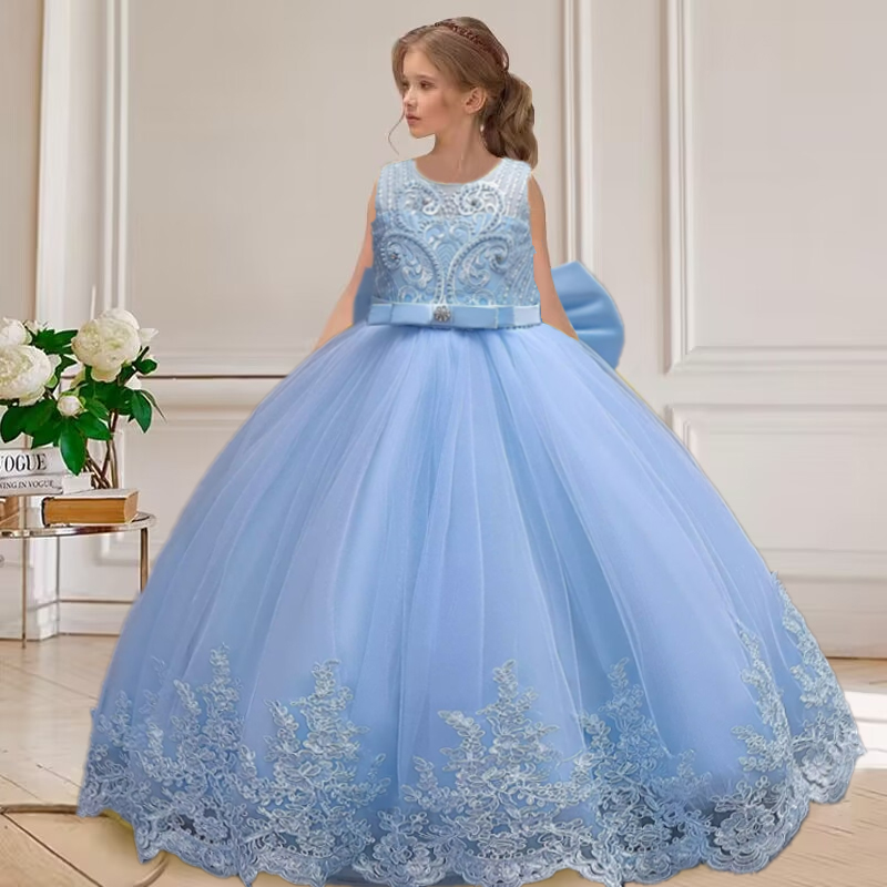 Vestido Elegante para Meninas de 4 a 12 Anos, Vestido de Princesa para Festa de Aniversário, Vestido Longo de Carnaval, Roupa de Verão