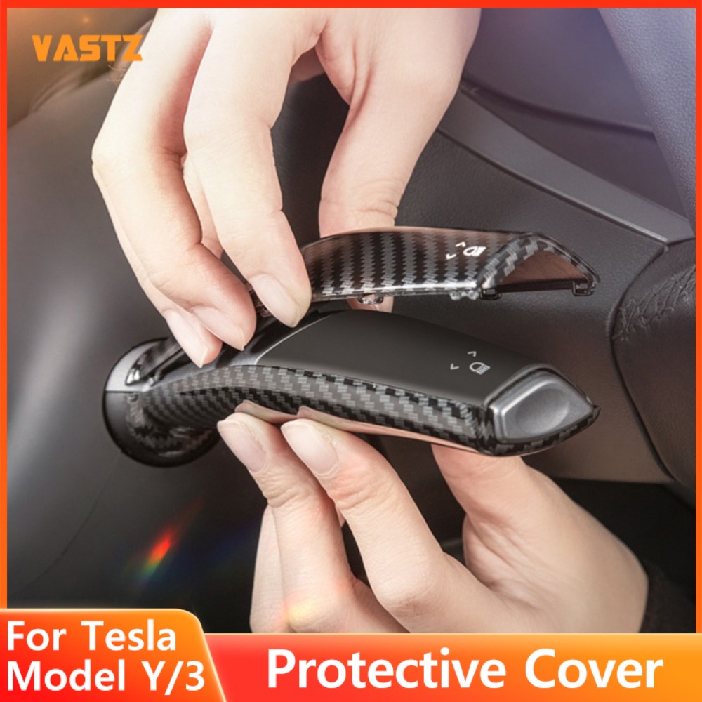 Voor Tesla Model 3Y Versnellingspook Cover Stuurhendel Handvat Bescherming Shifter Shell Koolstofvezel Patroon Pookknop Cover