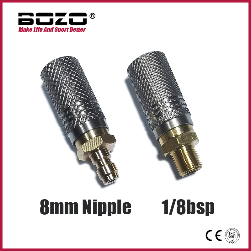 Adaptador de liberação rápida de carregamento macio HPA de ar estendido soquete 1/8BSPP (G1/8) 8mm acessórios para mamilos masculinos