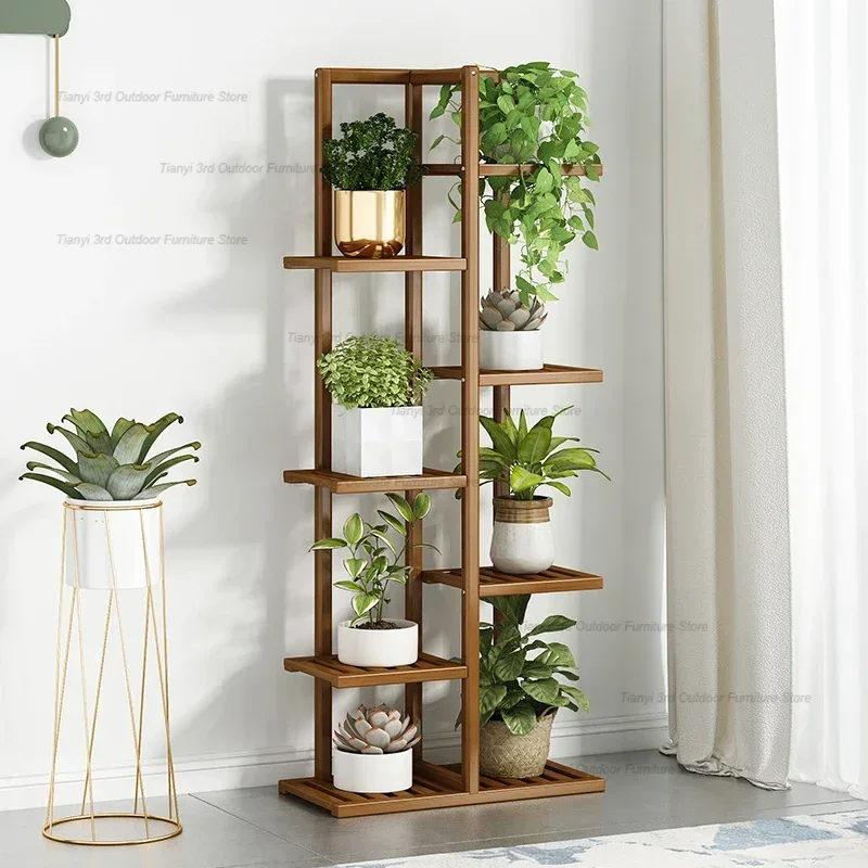 Nordic Wohnzimmer Anlage Regale Blume Regal Holz Regal Indoor Anlage Regale Balkon Garten Möbel Soporte De Plantas FYPS
