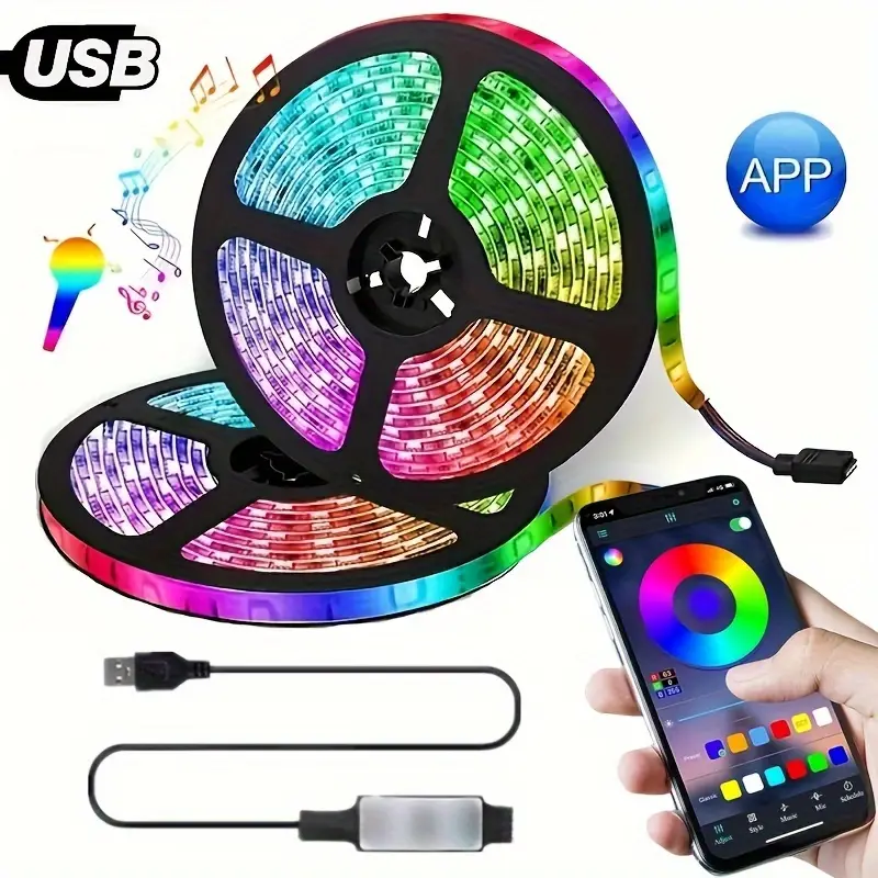 RGB 5050 LED Strip Light USB 5V Bluetooth Control Color Changing Lights Tape Led Ribbon Flexible Lamp For Home Party Decoration