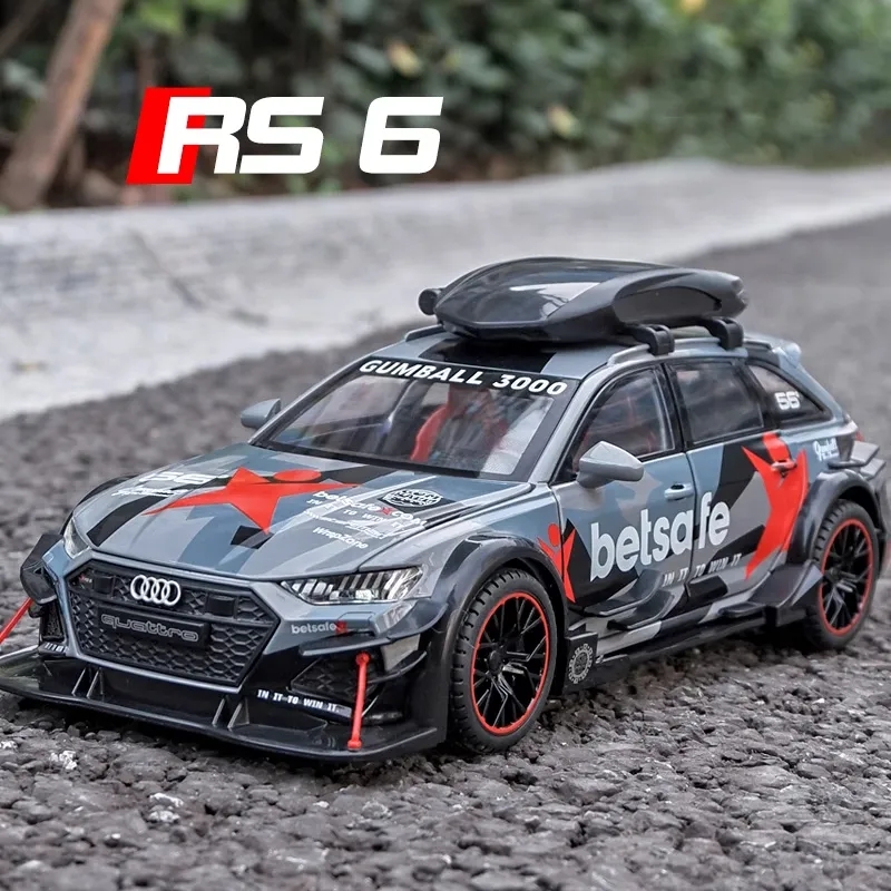 1/24 Audi RS6 Geändert Fahrzeuge Auto Modell Spielzeug Legierung Diecast Mit Zurückziehen Licht & Sound Modell Autos Jungen Geschenke für Kinder