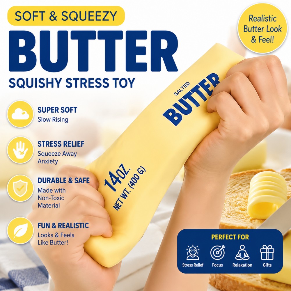Soft Slow Rebound Butter Stick Realistic Silicone Squeeze Stress Relief Gadget Desk Office Accessory Funny Anti-Anxiety Gift