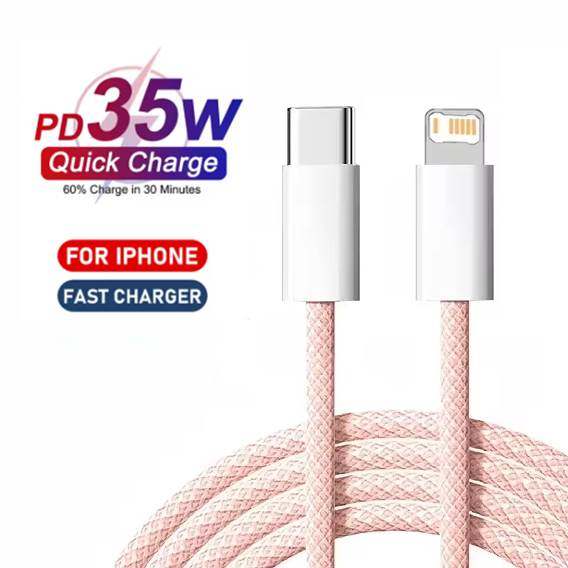 1m 2mPD編み込み35W急速充電ケーブル iPhone 13 14 Pro Max 11 12 mini X XR XS Max 7 8 Plus対応 急速充電USB-Cデータケーブル