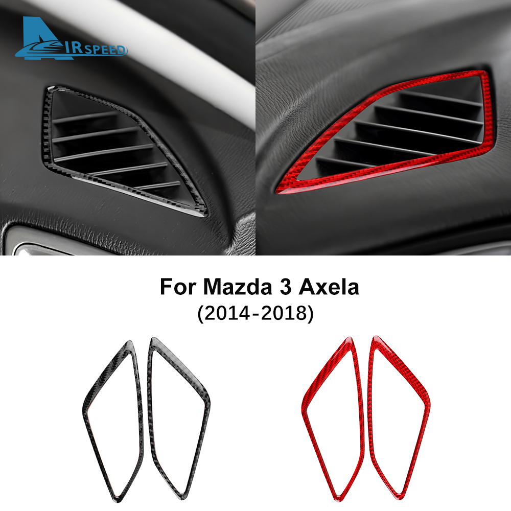 Reale In Fibra di Carbonio Per Mazda 3 Axela 2014 2015 2016 2017 2018 LHD RHD Cruscotto Auto Entrambi Laterali Uscita Aria Accessori adesivo