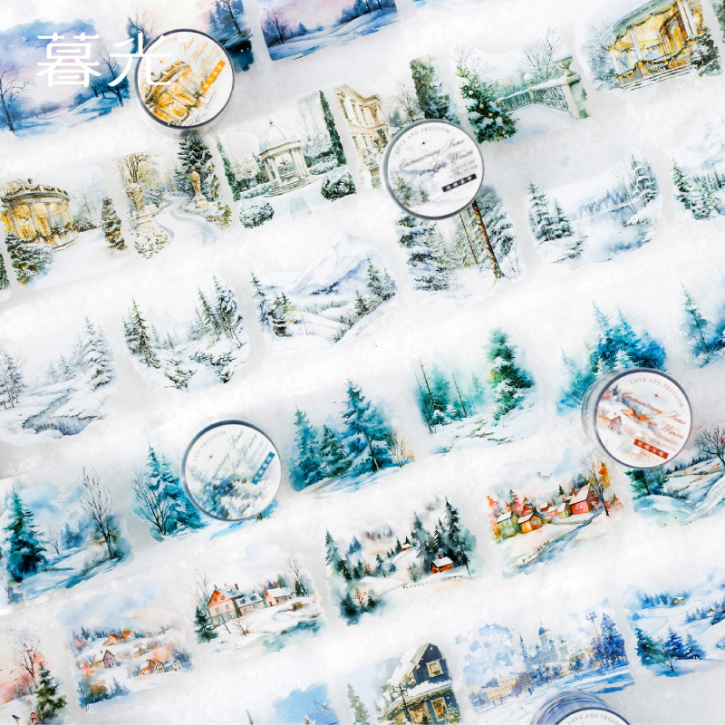 1pcs/1lot Decorative Adhesive Tapes meet with snow in late winter Decorative Scrapbooking DIY Paper Japanese Stickers
