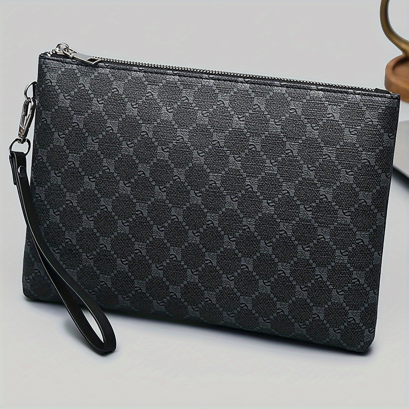 Bolso de mano de Pu a la moda para hombre, cartera grande de negocios, bolso de muñeca, monedero grande, bolsa de almacenamiento