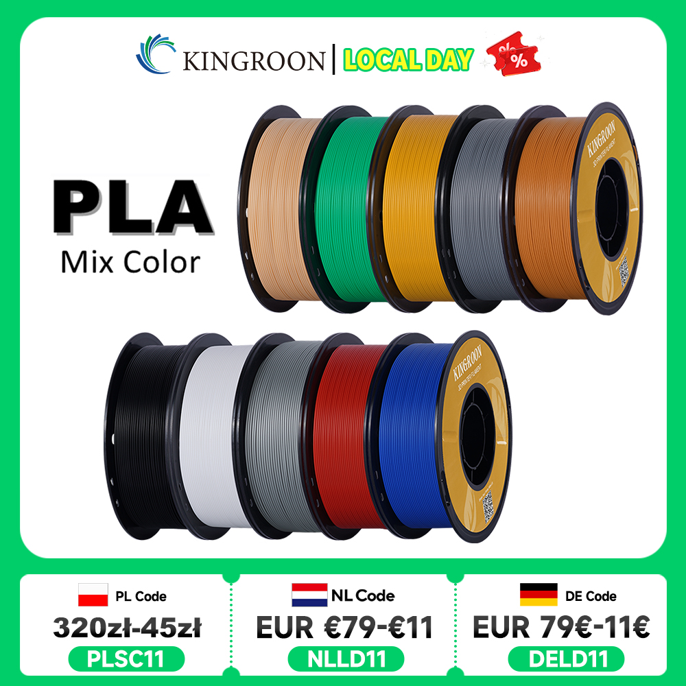 Filamento KINGROON PLA 1,75mm 5/10KG plástico pla para impresora 3D, filamentos de impresión 3D estándar de 1 kg/rollo mezcla de colores envío Local