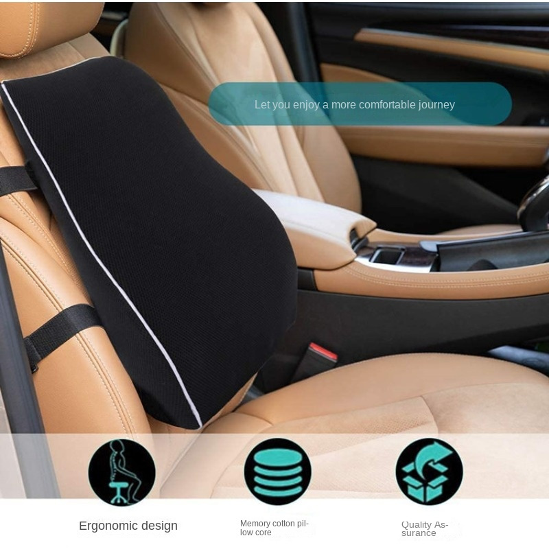 人間工学に基づいた低反発カーシートクッション、ランバーサポート付き - オフィスチェア、車椅子シート用の調節可能な背もたれ枕