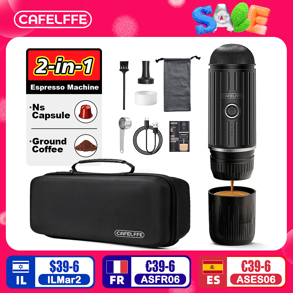 Cafelffe Outdoor Combination Bezprzewodowy elektryczny przenośny ekspres do kawy, prezent do kawy Dazowanie Camping piesze wycieczki Torba podróżna cafetera