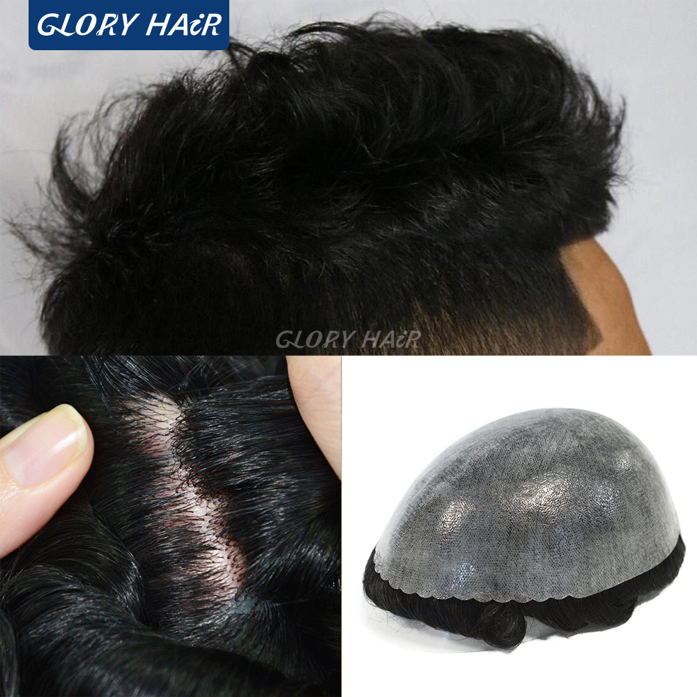 Инъекционный тупе Gloryhair 0.12-0.14 мм для мужчин: натуральный реалистичный протез волос, накладка для замещения волос при облысении