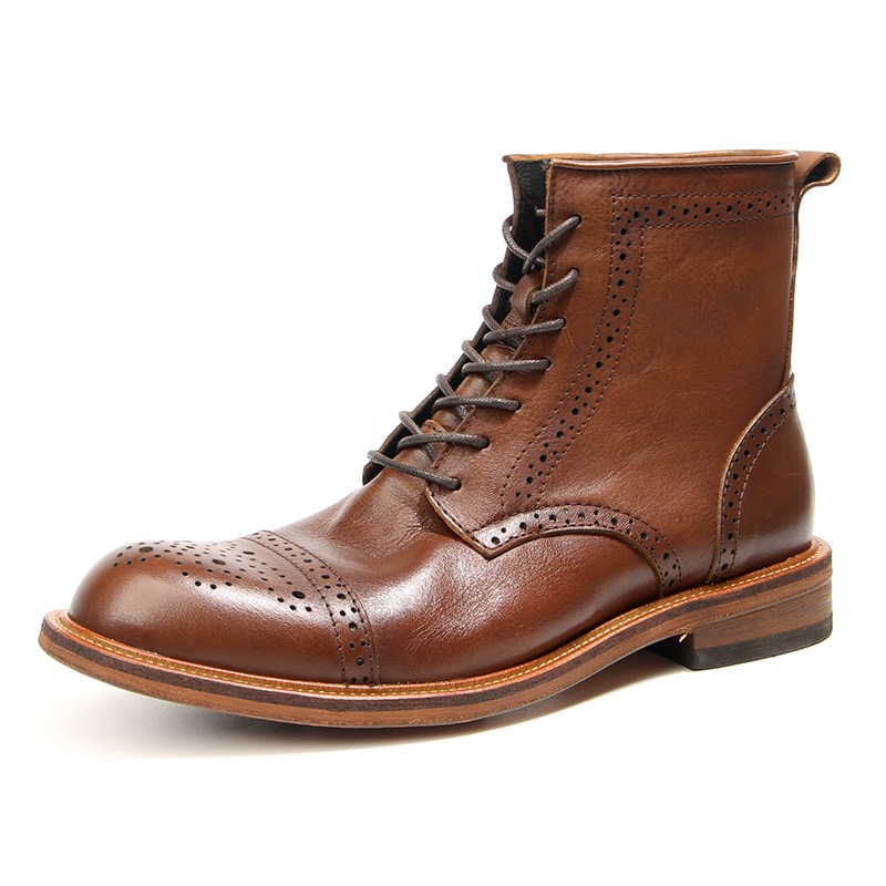 Botas Chelsea de motocicleta de marca de lujo, botas de cuero de vaca para hombres