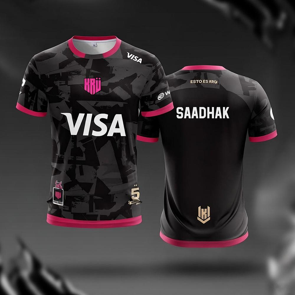 Maglia KRU 5th Anniversary Valorant Esports Team VCT Pro League Uniforme da allenamento T-shirt a maniche corte o collo da uomo e da donna
