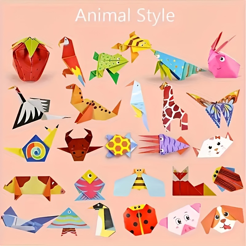 Set de origami coloridos para niños, papel de origami de doble cara y manual de instrucciones, adecuado para manualidades y proyectos hechos a mano
