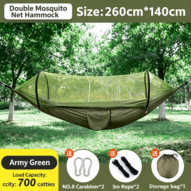 Rede de Descanso para Exterior com Mosquiteiro Integrado, Cama Suspensa Portátil para Acampamento, Lazer e Viagens