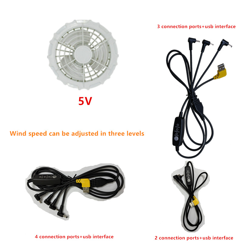 พัดลมเสื้อผ้าความเร็ว 3 ระดับอินเทอร์เฟซ USB สายเชื่อมต่ออุปกรณ์เสริม Cooling เครื่องปรับอากาศ Coat 5V พัดลม Accessorie